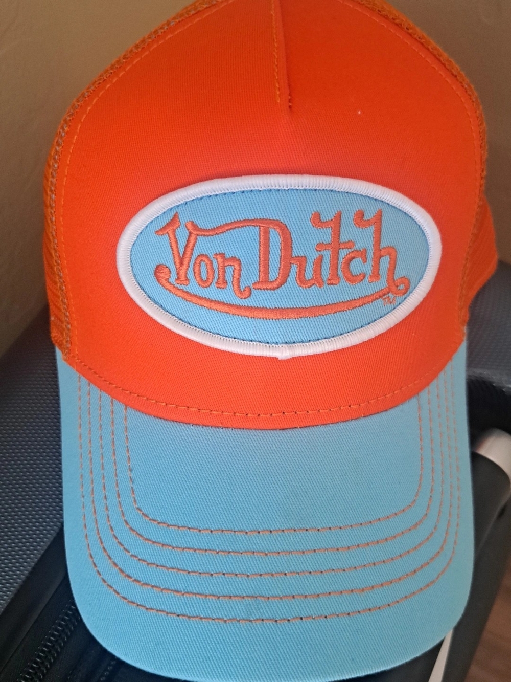 Von Dutch Orange & Light Blue Trucker Hat